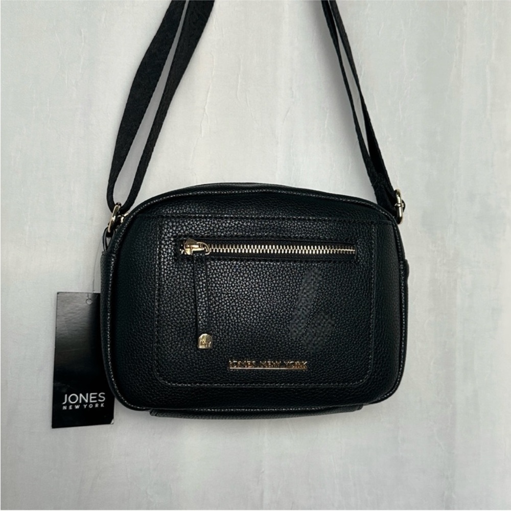 Jones New York Black and Gold Crossbody Bag with Adjustable Strap